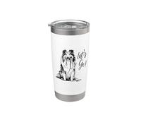 Diseño de Collie áspero "Let's Go!" - Happy Collie Design Vaso térmico de acero inoxidable de doble pared