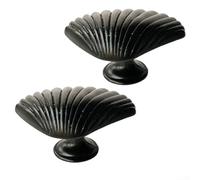 Diseño de concha de aleación de zinc Manija de gabinete decorativa Cajón Tirador de un solo agujero Muebles Hardware con tornillos de montaje Oro Bronce Negro 45.5x50mm (negro)