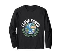 Diseño de conciencia de la naturaleza I Love Earth Planet Manga Larga