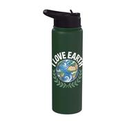 Diseño de conciencia de la naturaleza I Love Earth Planet Stainless Steel Insulated Water Bottle