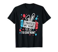 Diseño de conejito de jugador con texto en inglés "I Paused My Game To Egg Hunt" Camiseta