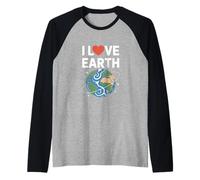 Diseño de conservación de la naturaleza I Love Earth Planet Camiseta Manga Raglan
