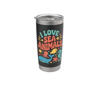 Diseño de conservación del océano I Love Sea Animals Vaso térmico de acero inoxidable de doble pared
