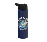 Diseño de conservación I Love Earth Planet Stainless Steel Insulated Water Bottle