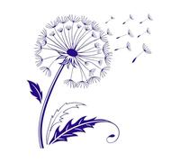 Diseño de contorno atrevido de flor de diente de león, uno de los diseños de flores Calcomanías de letras 54.6x58.1cm Fácil instalación Azul oscuro