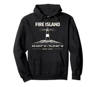 Diseño de coordenadas de Fire Island Lighthouse Nueva York Sudadera con Capucha