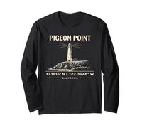 Diseño de coordenadas de Pigeon Point Lighthouse California Manga Larga