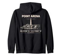 Diseño de coordenadas de Point Arena Lighthouse California Sudadera con Capucha