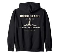 Diseño de coordenadas del Faro de Block Island Rhode Island Sudadera con Capucha