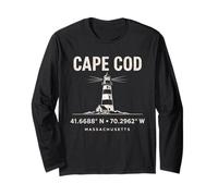 Diseño de coordenadas del Faro de Cape Cod Massachusetts Manga Larga