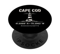 Diseño de coordenadas del Faro de Cape Cod Massachusetts PopSockets PopGrip Adhesivo
