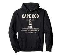 Diseño de coordenadas del Faro de Cape Cod Massachusetts Sudadera con Capucha
