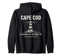 Diseño de coordenadas del Faro de Cape Cod Massachusetts Sudadera con Capucha