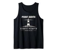 Diseño de coordenadas Point Judith Lighthouse Rhode Island Camiseta sin Mangas