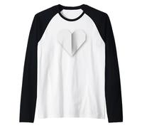 Diseño de corazón Blanco con símbolo de Amor Estilo Origami Camiseta Manga Raglan