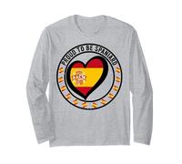 Diseño de corazón con la bandera de España con texto en inglés "Proud And Lucky To Be Spanish Manga Larga