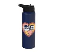 Diseño de corazón con texto en inglés "I Love My Sibling" Stainless Steel Insulated Water Bottle