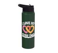 Diseño de corazón con texto en inglés "I Love My Sibling" Stainless Steel Insulated Water Bottle