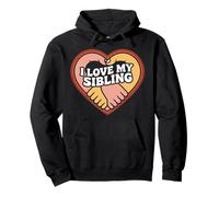 Diseño de corazón con texto en inglés "I Love My Sibling" Sudadera con Capucha
