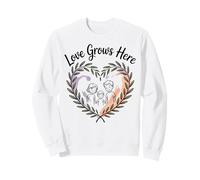 Diseño de corazón de Rama de Olivo Familiar Love Grows Here Sudadera