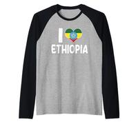 Diseño de corazón etíope I Love Ethiopia Camiseta Manga Raglan