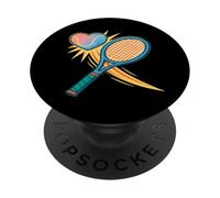 Diseño de corazón Love Tennis PopSockets PopGrip Adhesivo