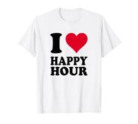 Diseño de corazón Rojo I Love Happy Hour Camiseta