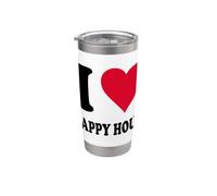 Diseño de corazón rojo "I Love Happy Hour" Vaso térmico de acero inoxidable de doble pared