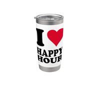 Diseño de corazón rojo "I Love Happy Hour" Vaso térmico de acero inoxidable de doble pared