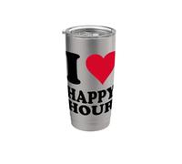 Diseño de corazón rojo "I Love Happy Hour" Vaso térmico de acero inoxidable de doble pared