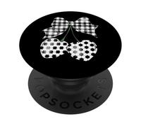 Diseño de Corazones de Lazo a Cuadros PopSockets PopGrip Adhesivo