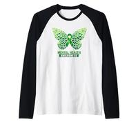 Diseño de Corazones de Mariposa para concienciación sobre la Salud Mental Camiseta Manga Raglan
