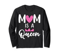 Diseño de corona de corazón Mom Is A Queen Manga Larga