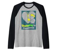 Diseño de Cremallera de corazón Que se Abre a la Felicidad Camiseta Manga Raglan