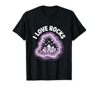 Diseño de Cristal de geoda I Love Rocks Camiseta gráfica económica, Hombre, Negro, S