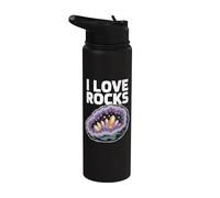 Diseño de cristal de geoda I Love Rocks Stainless Steel Insulated Water Bottle