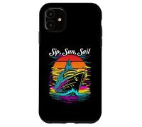 Diseño de Crucero Sip, Sun, Sail, Estilo Retro al Atardecer Carcasa para iPhone 11