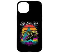 Diseño de Crucero Sip, Sun, Sail, Estilo Retro al Atardecer Carcasa para iPhone 15 Plus