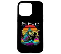 Diseño de Crucero Sip, Sun, Sail, Estilo Retro al Atardecer Carcasa para iPhone 15 Pro MAX