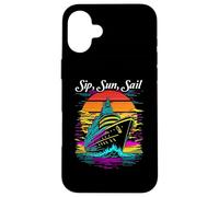 Diseño de Crucero Sip, Sun, Sail, Estilo Retro al Atardecer Carcasa para iPhone 16 Plus