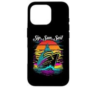 Diseño de Crucero Sip, Sun, Sail, Estilo Retro al Atardecer Carcasa para iPhone 16 Pro