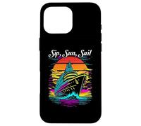 Diseño de Crucero Sip, Sun, Sail, Estilo Retro al Atardecer Carcasa para iPhone 16 Pro MAX