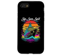 Diseño de Crucero Sip, Sun, Sail, Estilo Retro al Atardecer Carcasa para iPhone SE (2020) / 7/8
