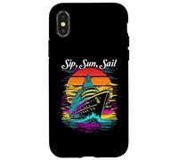 Diseño de Crucero Sip, Sun, Sail, Estilo Retro al Atardecer Carcasa para iPhone X/XS