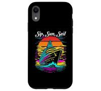 Diseño de Crucero Sip, Sun, Sail, Estilo Retro al Atardecer Carcasa para iPhone XR