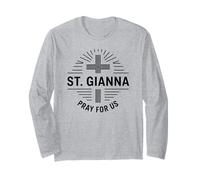 Diseño de Cruz católica de Santa Gianna Pray for Us Manga Larga