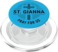 Diseño de Cruz católica de Santa Gianna Pray for Us PopSockets PopGrip para MagSafe