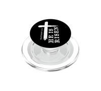 Diseño de Cruz de Evangelio Cristiano He Is Risen Back Print PopSockets PopGrip para MagSafe