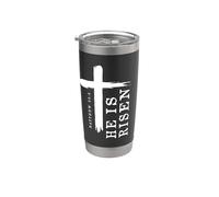 Diseño de cruz de Evangelio cristiano He Is Risen Back Print Vaso térmico de acero inoxidable de doble pared
