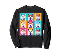 Diseño de cuadrícula Colorida con diseño Pop Art de Perro Akita Sudadera